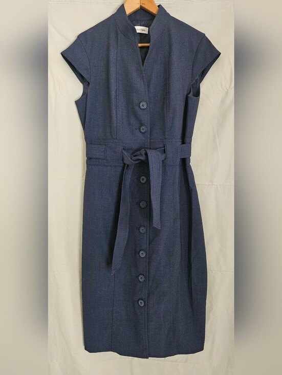 Calvin Klein Dresses & Skirts - Calvin Klein Navy Button-Front Belted Midi Dress